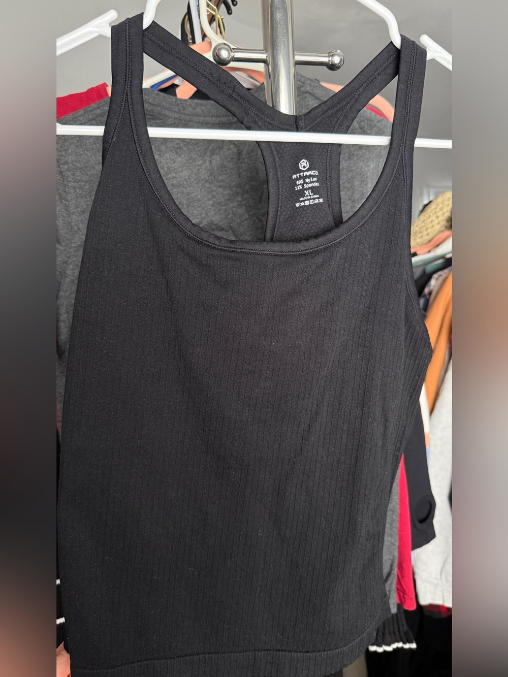 Black Ribbed Crossback Tank